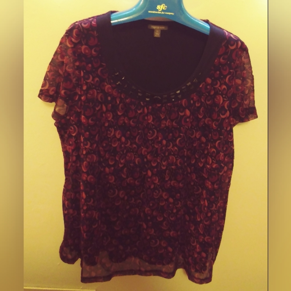 2X short sleeve peasant top